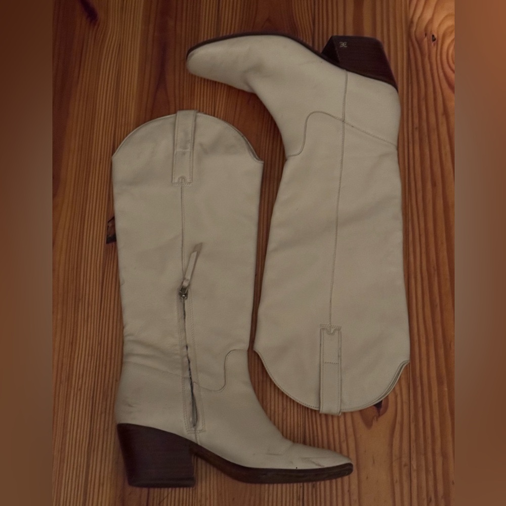 Sam Edelman Cream Cowboy Boots